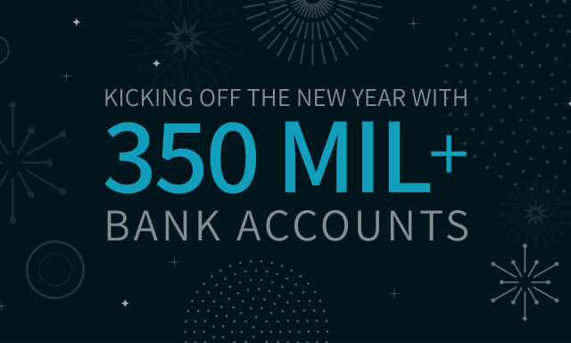 Graphic depicting 350 million plus bank accounts being connected through API for open banking