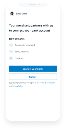 Graphic depicting the process of identity verification and bank authorization step by step