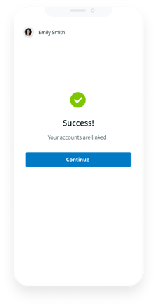 Graphic depicting success page on fintech app