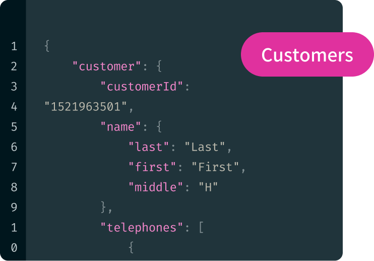 Graphic depicting customers api product