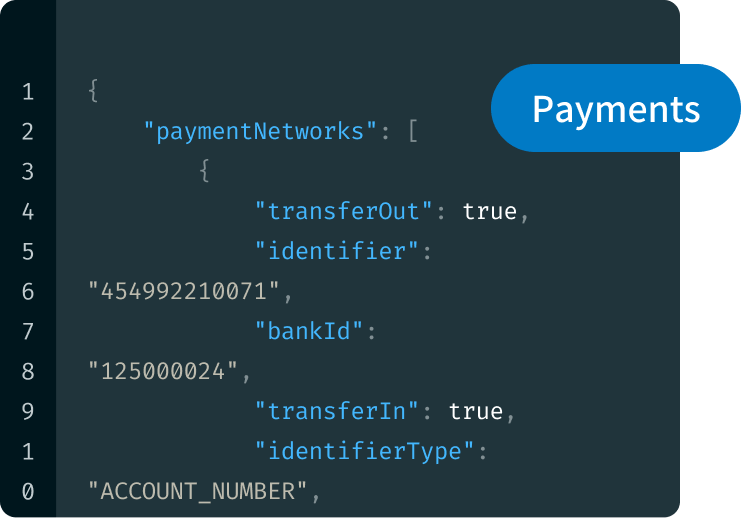 Graphic depicting payments api product